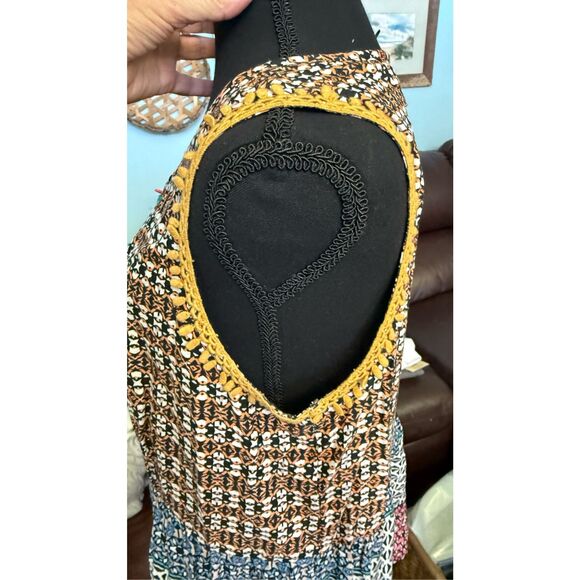 Ranna Gill ANTHROPOLOGIE size L VNeck Boho Sleeveless Panel Tank multicolor - Picture 5 of 8